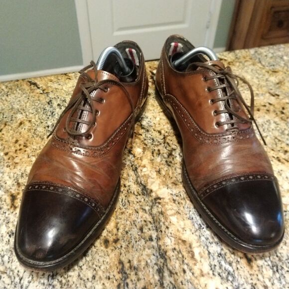 Mens Alexander McQueen Leather Derby Shoes sz 42 US 11.5 Brown Cap Toe